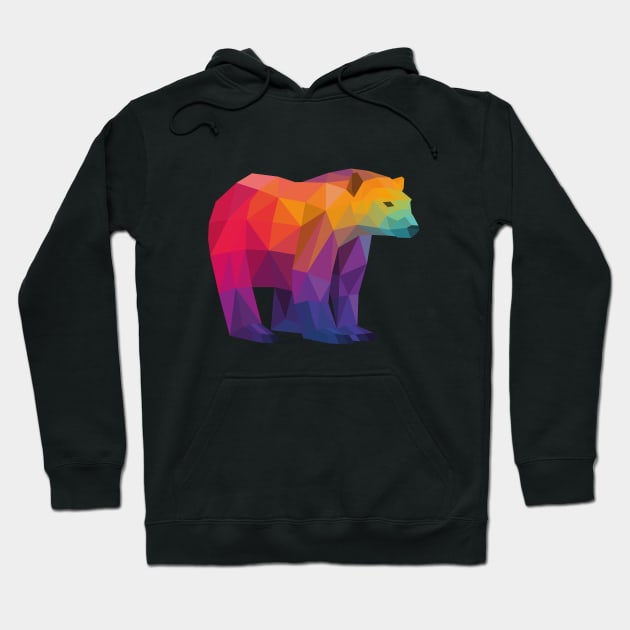 Rainbow Geometric Bear Hoodie by shaldesign